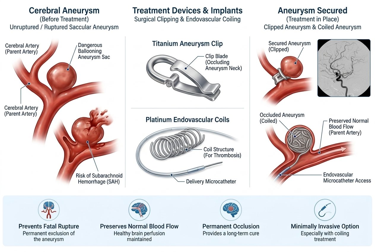 Cerebral aneurysm clipping & coiling