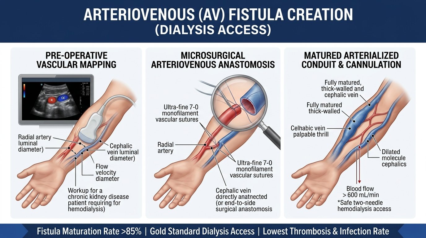 Arteriovenous fistula creation (dialysis access)