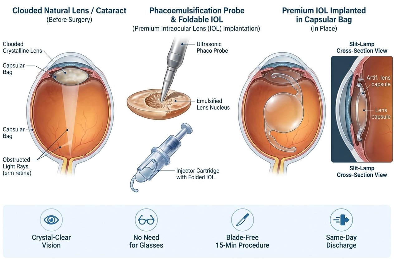 Cataract surgery — phacoemulsification, MICS