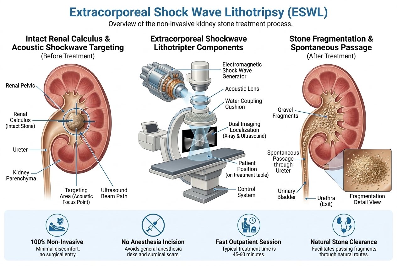 Extracorporeal shockwave lithotripsy (ESWL)