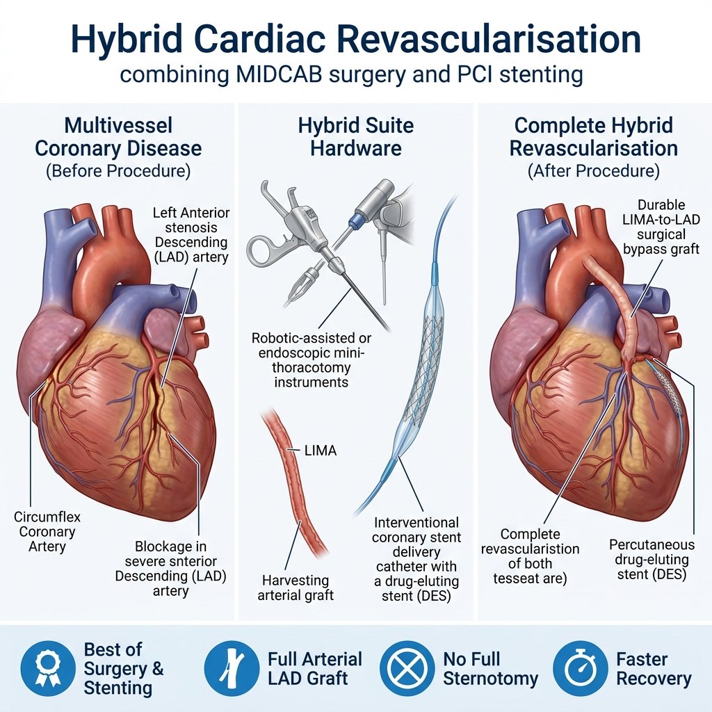 Hybrid cardiac revascularisation