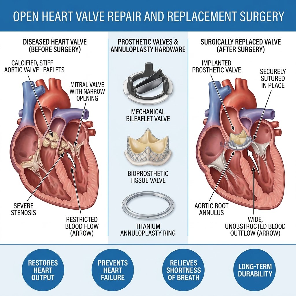 Heart valve repair & replacement (open)