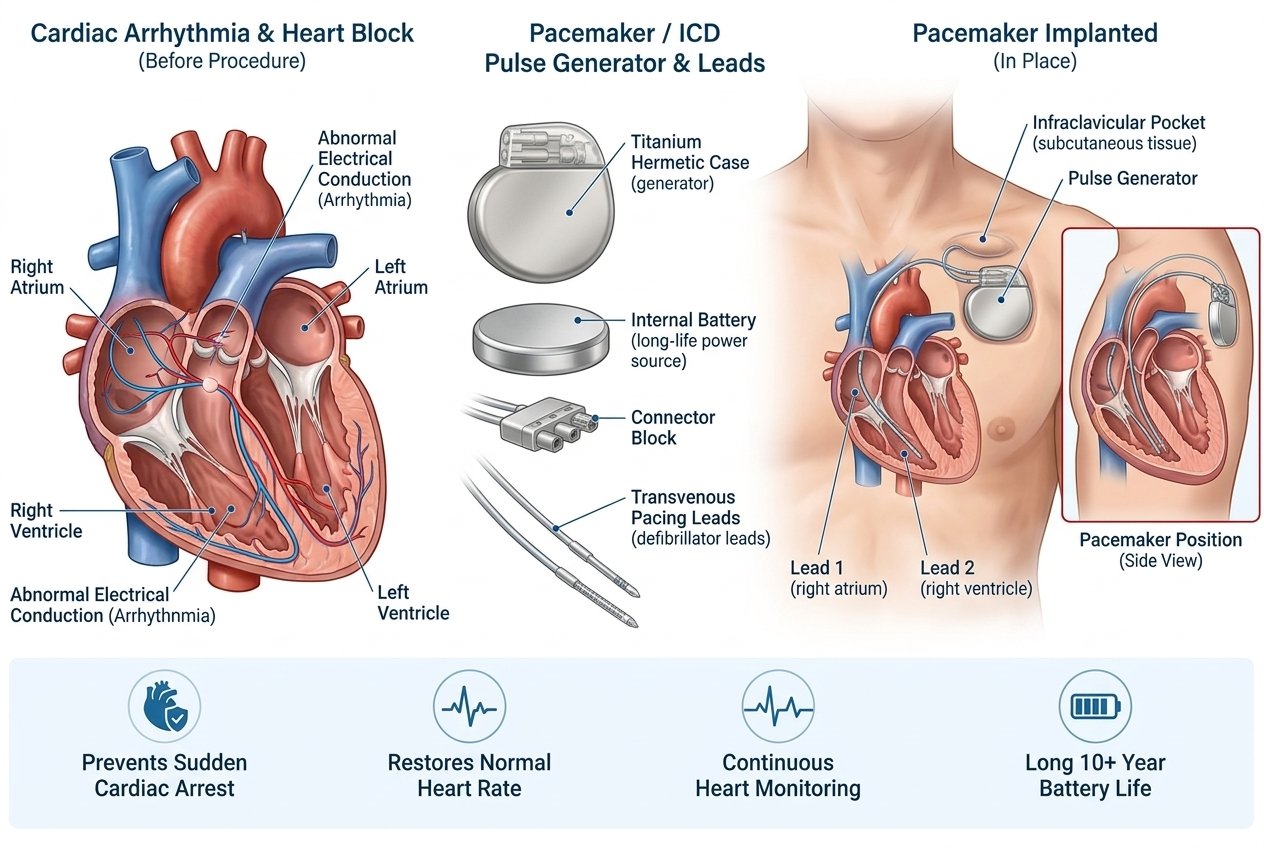 Pacemaker, ICD & CRT implantation