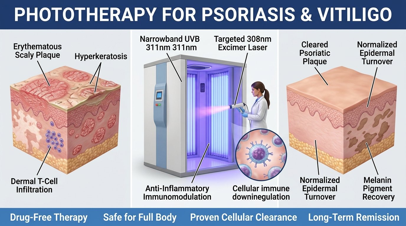 Phototherapy for psoriasis & vitiligo